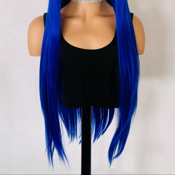 Gorgeous 28” Royal Blue 13x2.5 Versatile Lace Front Premium Fiber Wig - Picture 11 of 13